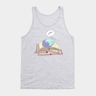 Cat sleeping on books Tank Top